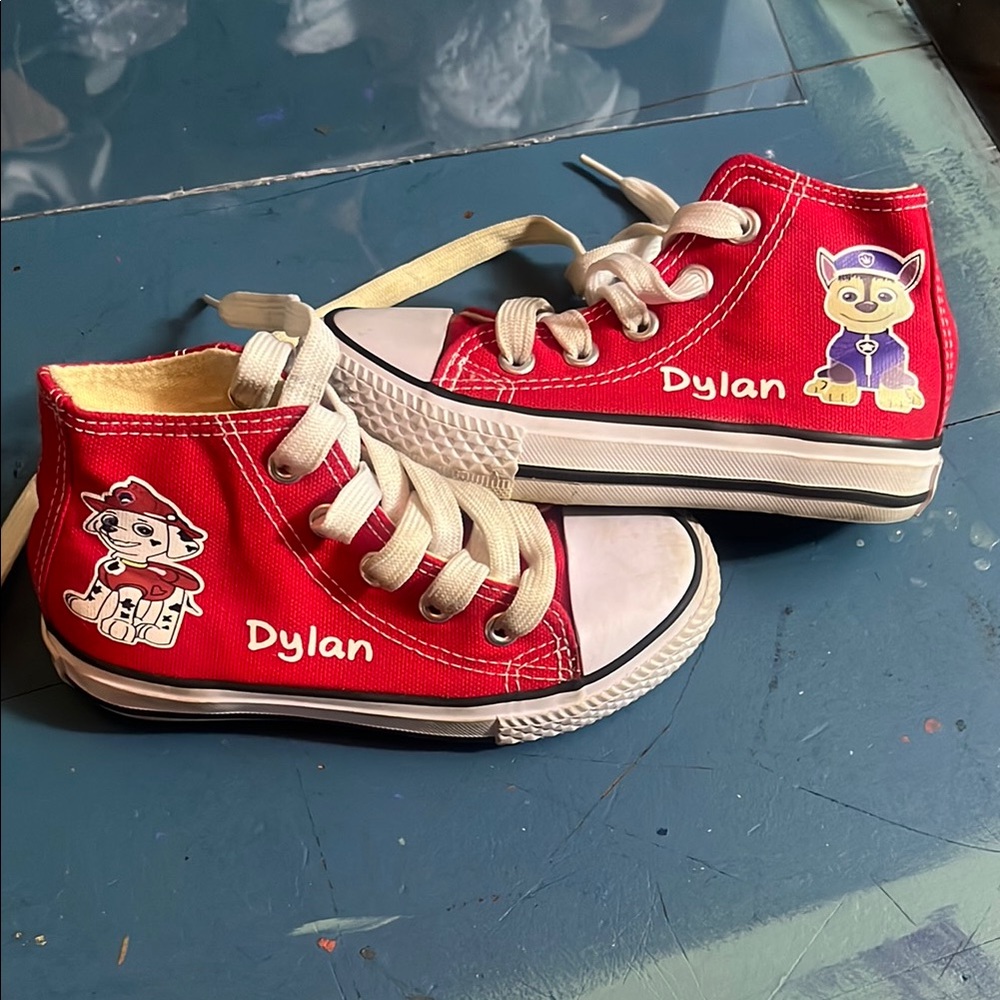Red Kids High-Top Sneakers